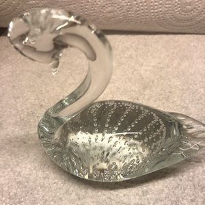 Art glass controlled bubbles Swan.  Murano?